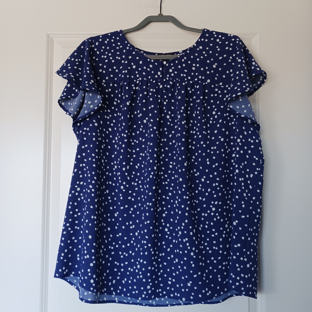 Papermoon Navy Blouse with White Dots